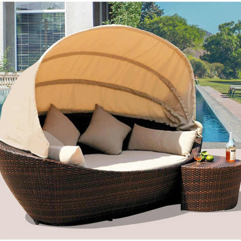 Exterioare rabatabile rattan șezlong piscină pat lounge mobilier . ' - ' . 1