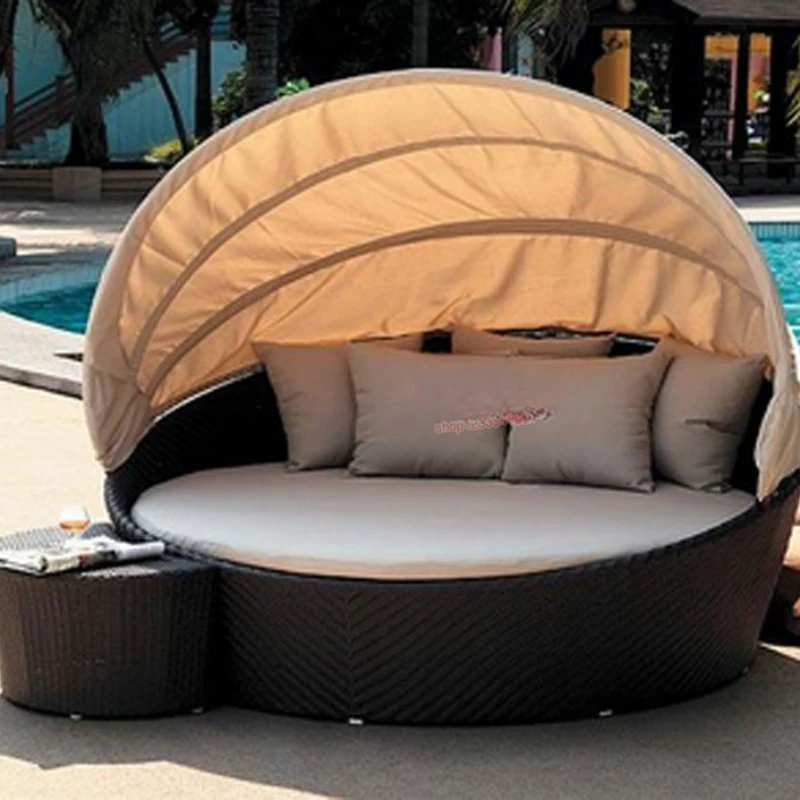 Exterioare rabatabile rattan șezlong piscină pat lounge mobilier . ' - ' . 2