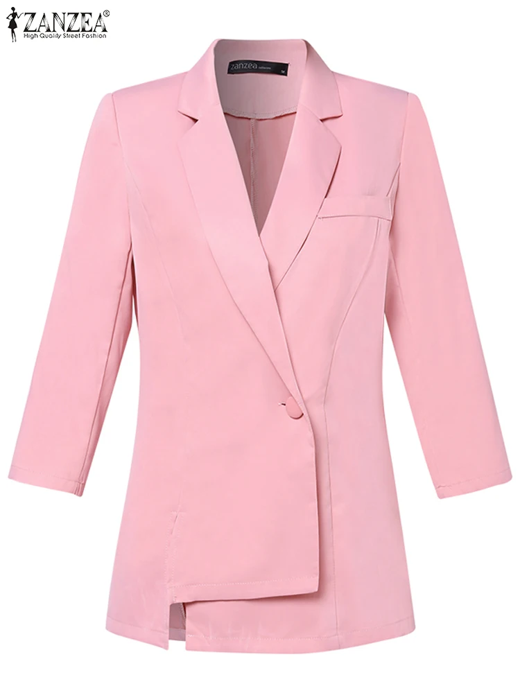 ZANZEA 2023 Toamna Naveta Uza Birou Doamnă 3/4 Sleeve Blazer pentru Femei de Moda Guler Rever Costum de Epocă Asimetric Urban Haina . ' - ' . 4