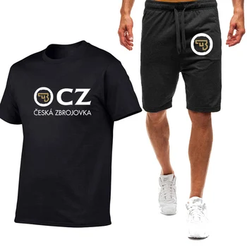 2023 Moda de Vara CZ Ceska Zbrojovka cehă Arme de foc de Imprimare Gât Rotund Maneca Scurta Tricou+Casual pantaloni de Trening Respirabil Set