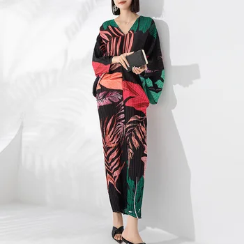 2023 Temperament Batsleeve rochie de moda pentru femei de mari dimensiuni V-gât rochie de imprimare vrac
