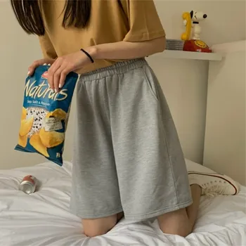 2023 Vara Pantaloni Scurți Femei Elasticitatea Fete Minunate Stil Coreean Dulce Elevii Harajuku Simplu Gri Pur Supradimensionat Pantaloni Sex Feminin
