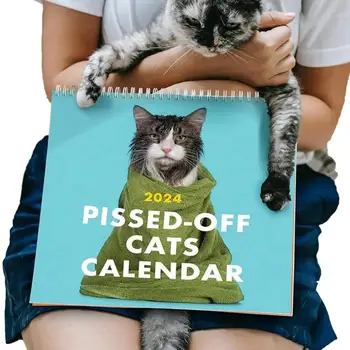 2024-A Enervat Pe Pisici Calendar Amuzant Pisica Calendar De Perete Pisici Calendar De Perete 2024 Creative Calendar Cat Desktop Calendar