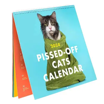 2024-a Enervat Pe Pisici Calendar Creative de Planificare Calendar Student Desktop Decor de-A face Portabil Calendar Lunar de Anul Nou