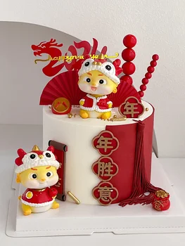 2024 Anul Nou Cake Topper CNY Dragon Baby Doll Ornament Anului Dragonului de Avere Avere pentru Copii Complete Luna 1 Ziua Decor