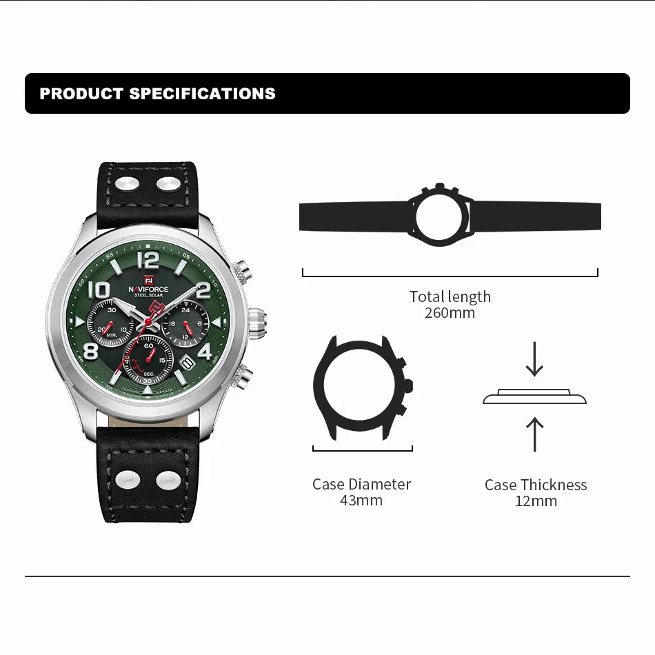 NAVIFORCE Brand Original pentru Bărbați Ceasuri Impermeabil Multi-funcțional Luminos Safir din Oțel Inoxidabil Eco-Drive Ceasuri de mana 2023 . ' - ' . 1