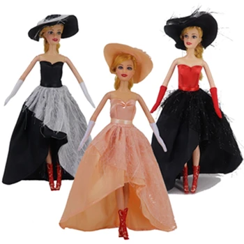 29-30CM Haine pentru Copii de Moda Printesa Rochie de Seara Rochie + Pălărie Temperament Fată Dressing Jucărie 1/6 Papusa Accesorii