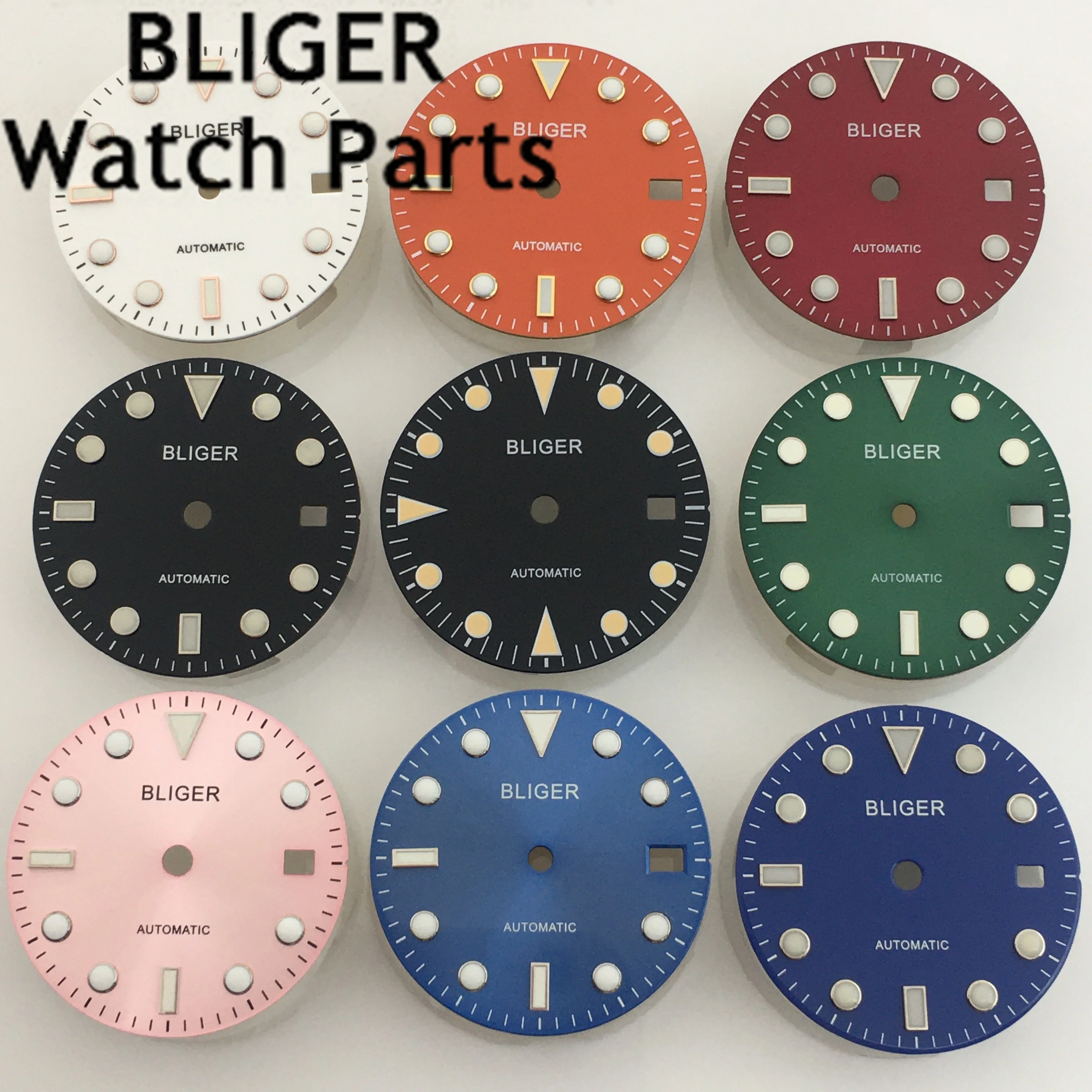 BLGER 28.5 mm alb roz albastru portocaliu roșu verde negru ceas cu cadran luminos se potrivesc NH35 circulație . ' - ' . 0