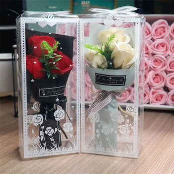 3 Capete De Săpun De Trandafir Buchet De Ziua Îndrăgostiților Cadou Cutie De Flori Pentru Prietena Femei Artificiale Flori De Trandafir Acasă Decoratiuni De Nunta