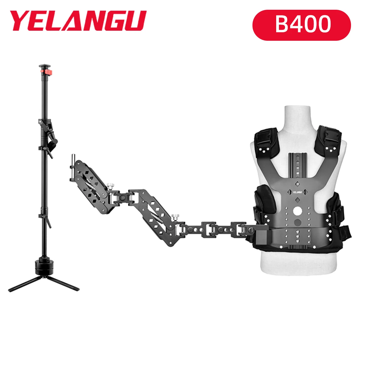 YELANGU B400 Confort Stabilizarea Arm & Vest pentru DSLR camere Video Portabile Camera Video Corp-Montare sistem steadycam Stabilizator de până la 10kg . ' - ' . 0