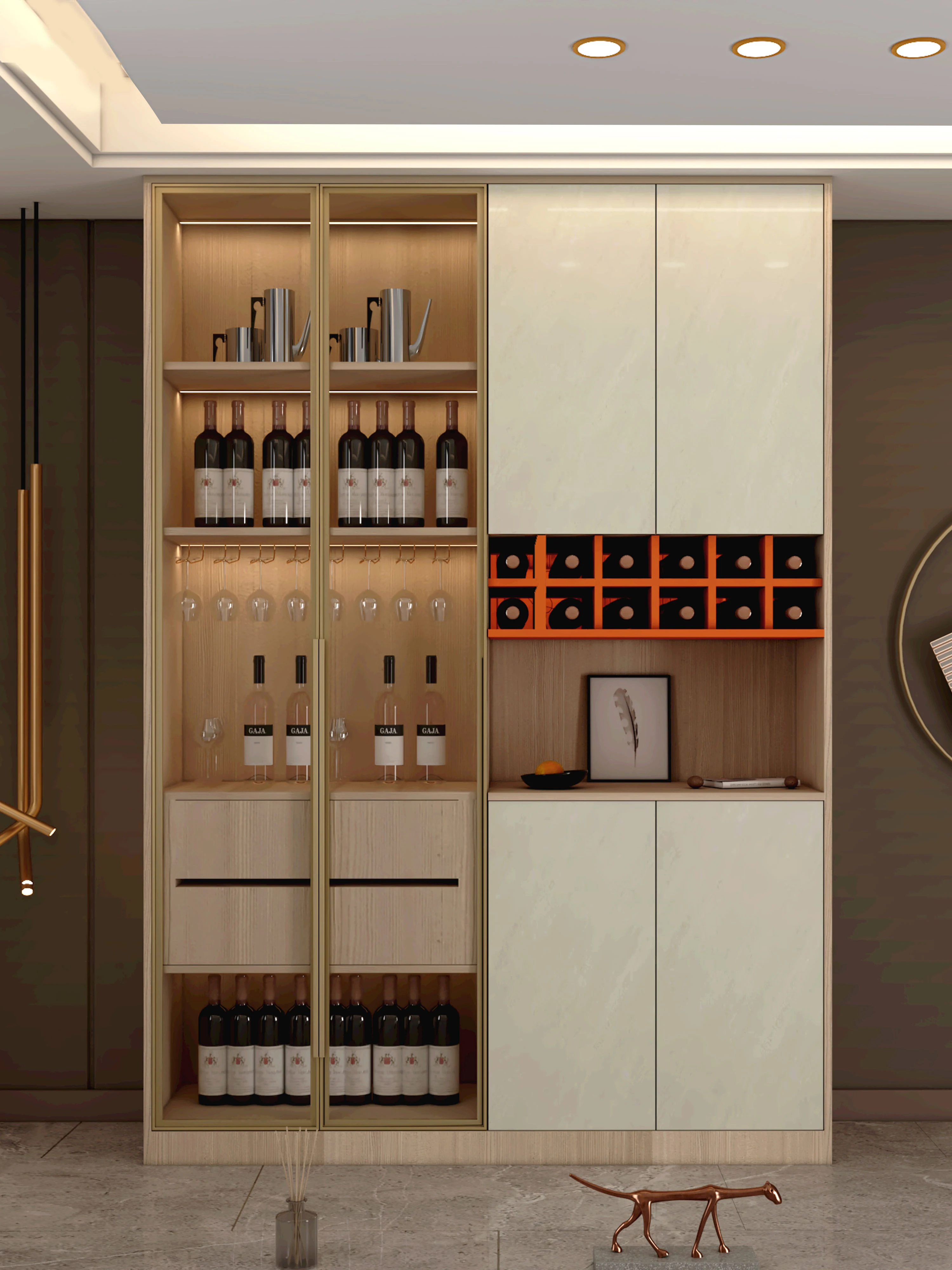 Cabinet vin dulap Lateral unul de lux lumina dulap de depozitare camera de zi simplu și modern, ușă de sticlă high-end de fișier de personalizare . ' - ' . 3