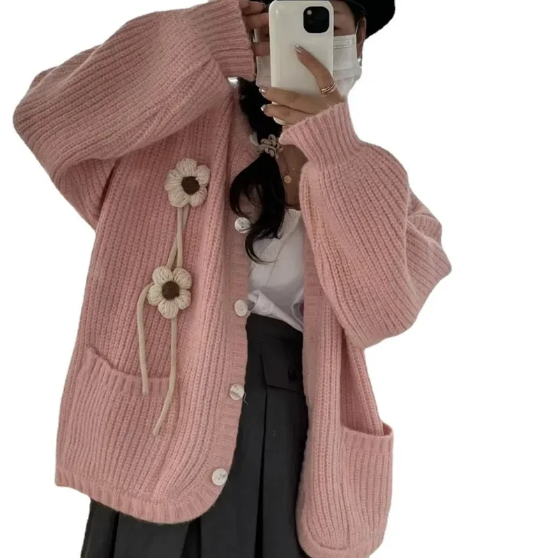 Femei Vrac și Confortabile și la Modă din Oțel Inoxidabil Dungi 2023 stil coreean cu Dungi Tricotate Cardigan . ' - ' . 5