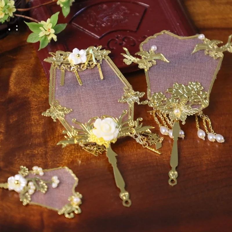 1:12 Casă De Păpuși În Miniatură De Epocă Fan Chinez Mireasa Căsătorie Rotund Portabil Fan Decor Nunta Jucărie Casa Papusa Accesorii . ' - ' . 2