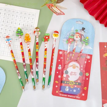 3Pcs/set Crăciun Papetărie Set Creion Radiera Set Cadou Pentru Copii de Școală Birou de Scris, Consumabile
