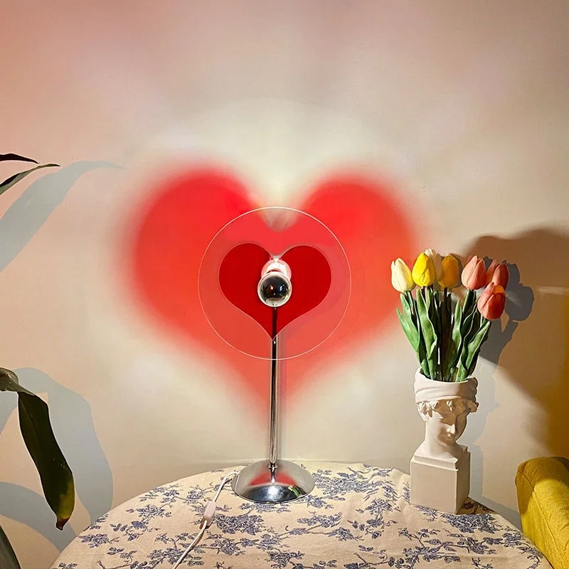 Creative Romantice de Dragoste Inima Lampa Bauhaus Lampă de Masă Dormitor Fete Selfie Proiecție USB Plug-in Transmisie Live Atmosfera Lampa . ' - ' . 2