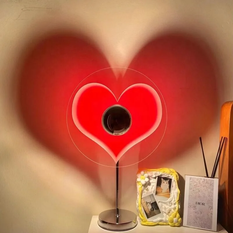 Creative Romantice de Dragoste Inima Lampa Bauhaus Lampă de Masă Dormitor Fete Selfie Proiecție USB Plug-in Transmisie Live Atmosfera Lampa . ' - ' . 4