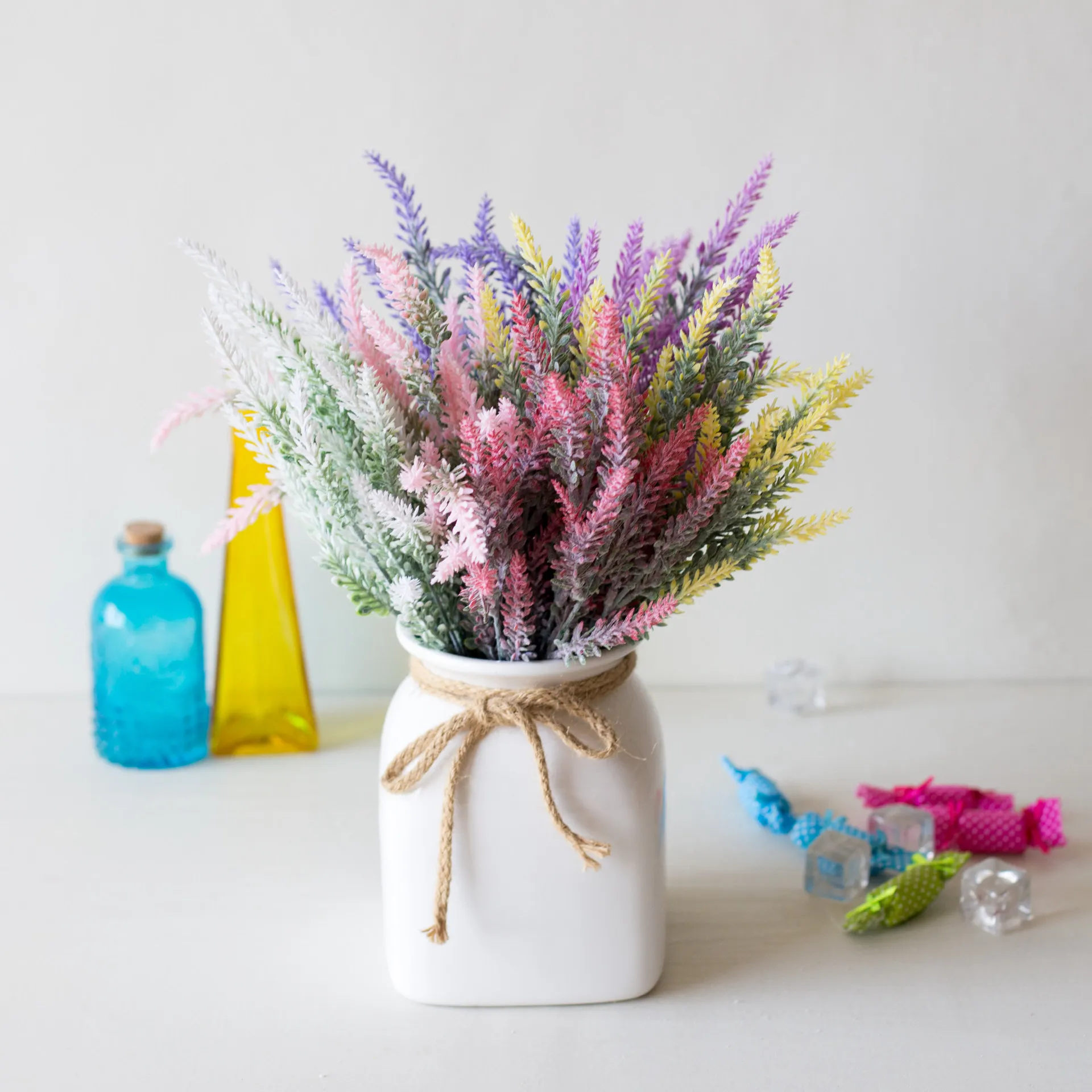 1 Pachet de Lavanda Plastic Flori Artificiale Romantic Provence Nunta Decorative Vaza pentru Decor Acasă Cereale Crăciun Fals Plante . ' - ' . 1