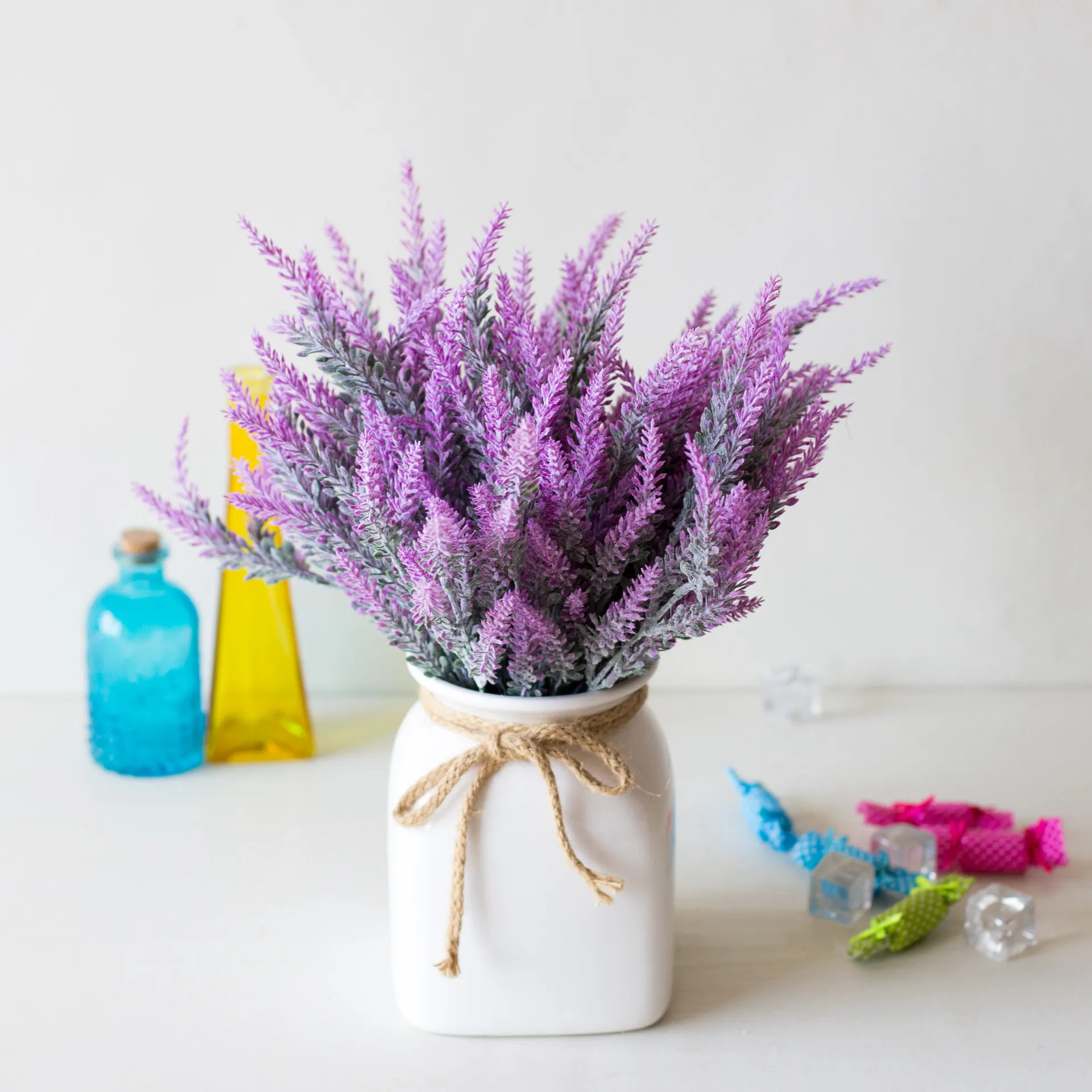 1 Pachet de Lavanda Plastic Flori Artificiale Romantic Provence Nunta Decorative Vaza pentru Decor Acasă Cereale Crăciun Fals Plante . ' - ' . 2
