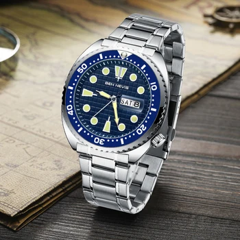 44mm Sport Ceas de Lux SKX 6105 Turtle Stil Ceas de mână instala Cuarț Circulație din oțel inoxidabil Curea Scufundări Bărbați ceasuri de Mînă