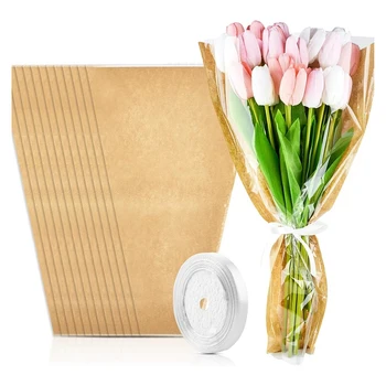 50 BUC Clar Hârtie de Împachetat, Hârtie Kraft Florar Folie Saci Aranjament Floral Consumabile Pentru Nunta,Valentine