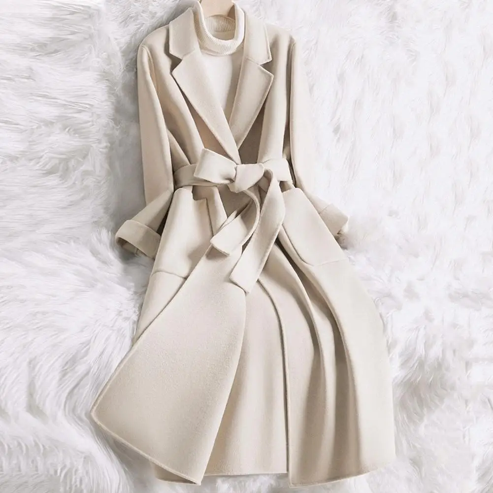 Mid-lungime haina caracteristici un clasic plin cardigan de design, cu o centura slim fit și lady stil. . ' - ' . 4