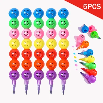 5pcs Kawaii Drăguț Creioane Creion pentru Copii Pastel Pen Set de Desen Papetărie Smiley Creioane colorate Plastic Creion Rechizite Școlare