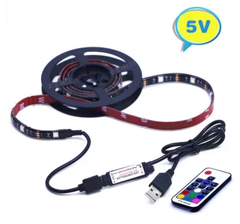5V USB LED Strip Lumina RGB Nu rezistent la apa SMD 5050 5V Lumină Led-uri USB Bandă TV Iluminare 1M - 5M Cu Telecomanda