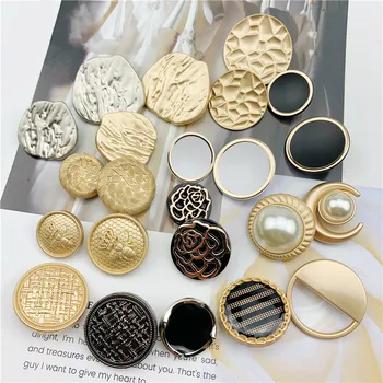 6 Buc Perla Metal Coadă Butoane Decorative Formă Neregulată Alb Negru Cusut Nasturi pentru Îmbrăcăminte DIY Îmbrăcăminte Haina Decor