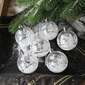 6Pcs Transparent Zăpadă, Bile de Crăciun Pandantive Pentru Decorare Pom de Crăciun Baubles Clare Agățat Ornamente de Crăciun Decorare