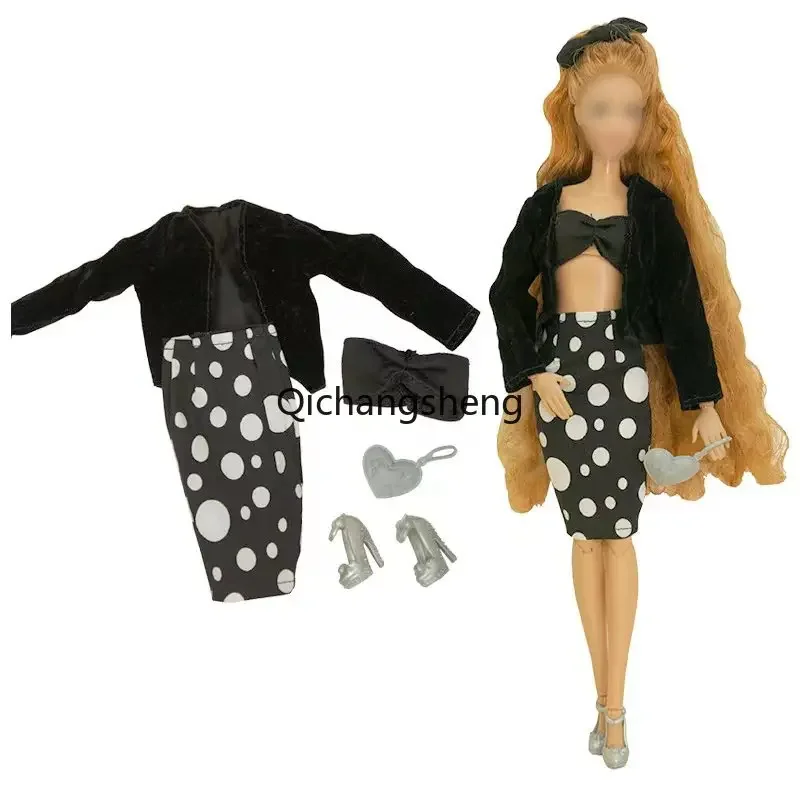 Moda 1/6 Papusa Haine Pentru Papusa Barbie Costume Set Top Coat Cămașă Pantaloni Fusta Sac De Pantofi Ochelari 11.5
