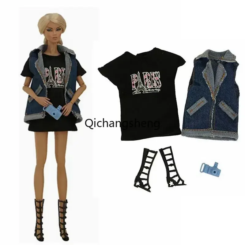 Moda 1/6 Papusa Haine Pentru Papusa Barbie Costume Set Top Coat Cămașă Pantaloni Fusta Sac De Pantofi Ochelari 11.5