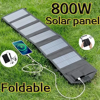 800W 6 ori portabile de siliciu policristalin panou solar încărcător USB 5V DC pliabil panou solar de încărcare telefon mobil putere banca