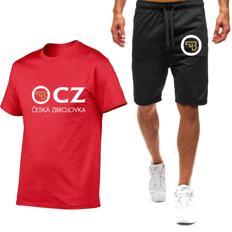 2023 Moda de Vara CZ Ceska Zbrojovka cehă Arme de foc de Imprimare Gât Rotund Maneca Scurta Tricou+Casual pantaloni de Trening Respirabil Set . ' - ' . 1