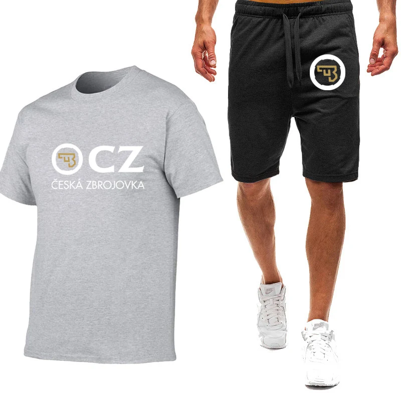 2023 Moda de Vara CZ Ceska Zbrojovka cehă Arme de foc de Imprimare Gât Rotund Maneca Scurta Tricou+Casual pantaloni de Trening Respirabil Set . ' - ' . 2