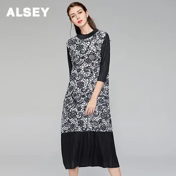 ALSEY Miyake Imprima Un Cuvânt Elegant Rochii de Partid pentru Femei Toamna Noua Cutat Întinde Vrac Ocazie Formale Petrecere Rochii Formale