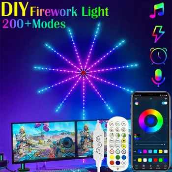 APP inteligent USB focuri de artificii lumina，Muzica, Lumini cu LED-uri，Cadou de Anul Nou，IP65 Petrecere de Vacanță Festivalul de Decor Interior Decor în aer liber