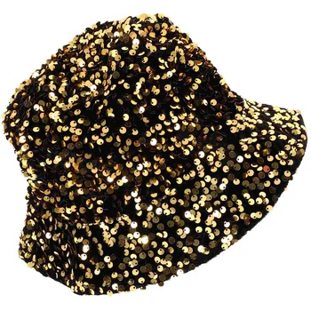 Aur Colorat Sequin Găleată Pălărie Pescar Pălării Cosplay Prop Paiete pentru Performanță A