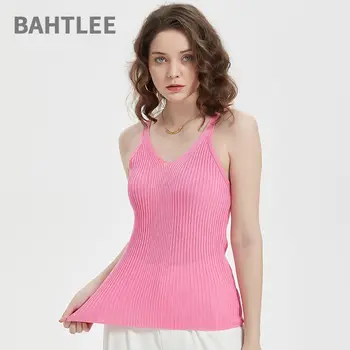 BAHTLEE Vara Sexy Femei este 100% Lyocell Slim V-gât Elastic Vesta Club Unită pulover Pulover fără Mâneci