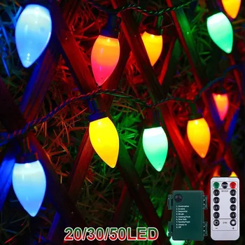 Baterie C7 Becuri de Crăciun Șir de Lumini de la Distanță de Control cu LED-uri de Capsuni Ghirlanda de Lumini Zână în aer liber de Iluminat Copac Xmas Decor