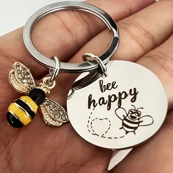 Bee Happy Breloc - Cadou inspirat pentru Femei, Mama, Fiica, Fiul, Nepoata, Nepotul, și Prietenii - Perfect pentru zilele de Naștere, Chris