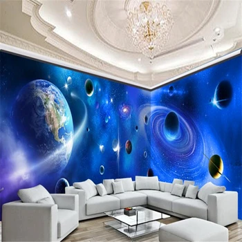 Beibehang Fotografie Tapet 3D Living Fundal murală Decora Univers Planeta Tapet pentru pereti 3d papel de parede