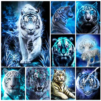 Blue Tiger 5D Diamant Pictura Kituri de Imagine Animal Plin de Diamante Mozaic Artizanat, Broderie Cusatura Cruce Decor Acasă Cadou