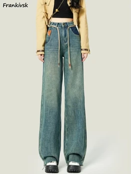 Blugi Femei Stil American High Street Toate-meci Chic Casual Largi Picior de Moda Harajuku Liber Vintage Denim Pantaloni de Vară de zi cu Zi