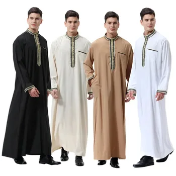Bărbați Musulmani Jubba Echipa Mens Rochie Lunga Islamic Aplicatiile Kimono Robă Lungă Arabia Musulmani Poarte Abaya Caftan Dubai Arabe Rochie 2024