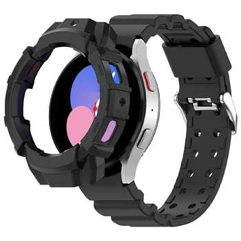 Caz+Banda pentru Samsung Galaxy Watch 4/5 44mm 40mm silicon Lacune bratara correa Capac de Protecție Galaxy watch 5 curea 20mm