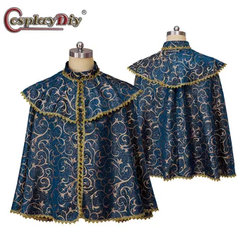 Cosplaydiy Unisex Renașterii Nobili Prințul Mantie de Epocă Medievală Nobil Cape Bărbați Femei de Lux Tudor Perioada Șal Mantie costum