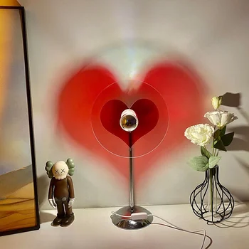 Creative Romantice de Dragoste Inima Lampa Bauhaus Lampă de Masă Dormitor Fete Selfie Proiecție USB Plug-in Transmisie Live Atmosfera Lampa