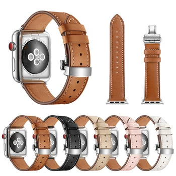 De lux Fluture Catarama Watchband Pentru Apple Watch 38mm 40mm 42mm 44mm Formatia Real din Piele iWatch Curea Seria 2 3 4 5 6 SE