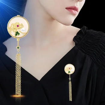 Design Retro Sens Crizantema Naturale Perla Brosa Nișă Antic Ciucure Broșă Pin Pearl Moda Bijuterii Accesorii