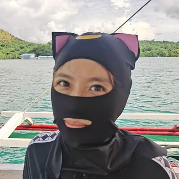 Femei Protecție UV Masca de Desene animate Pisica Urechi Respirabil Fata Complet Capacul Gâtului de Acoperire pentru Scuba Diving Snorkeling, Surfing Beach